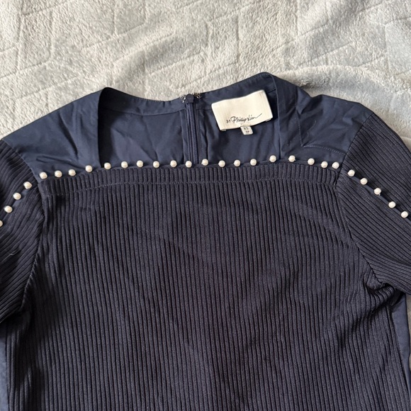3.1 Phillip Lim Blue Long-Sleeve Top with Pearl Details—Size XS - Picture 2 of 11